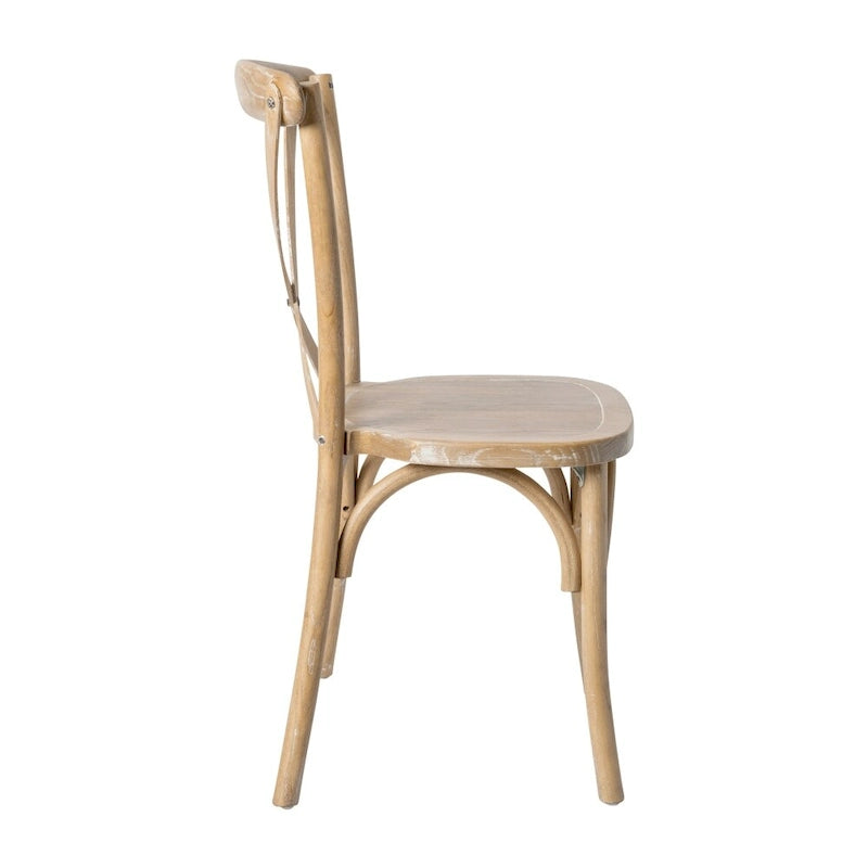 Modern Solid Wood Stacking Cross Back Dining Chairs (Set of 2)