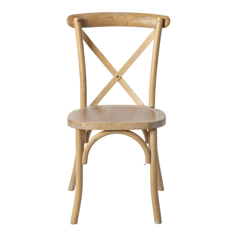 Modern Solid Wood Stacking Cross Back Dining Chairs (Set of 2)