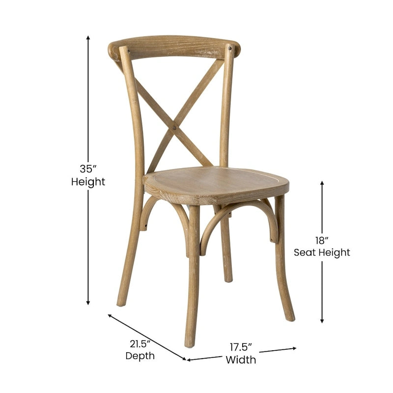 Modern Solid Wood Stacking Cross Back Dining Chairs (Set of 2)