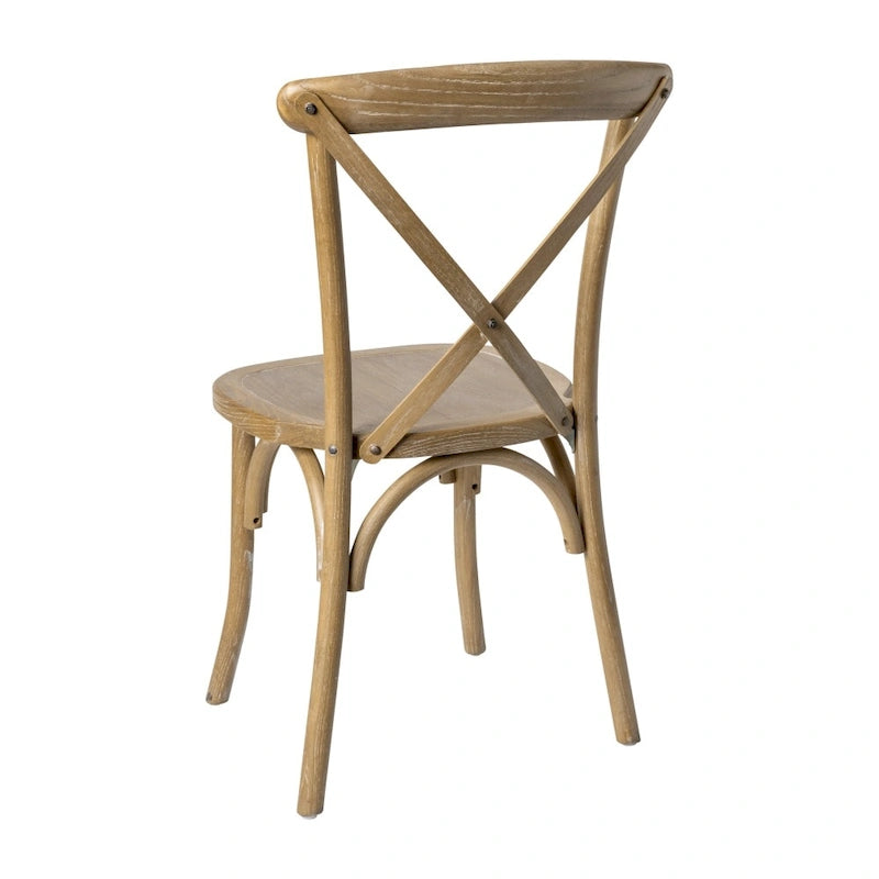 Modern Solid Wood Stacking Cross Back Dining Chairs (Set of 2)
