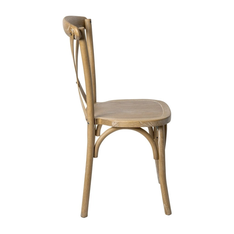 Modern Solid Wood Stacking Cross Back Dining Chairs (Set of 2)