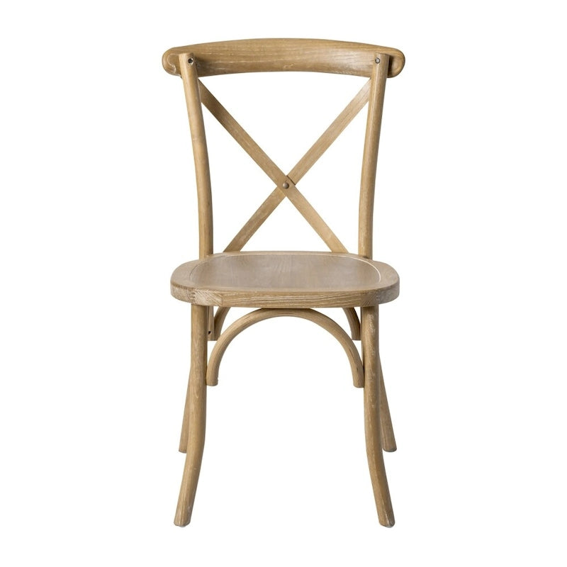 Modern Solid Wood Stacking Cross Back Dining Chairs (Set of 2)