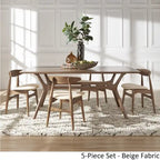 ·Dark Walnut Finish Rectangular Dining Set - Curved Back Chairs