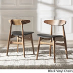 ·Dark Walnut Finish Rectangular Dining Set - Curved Back Chairs