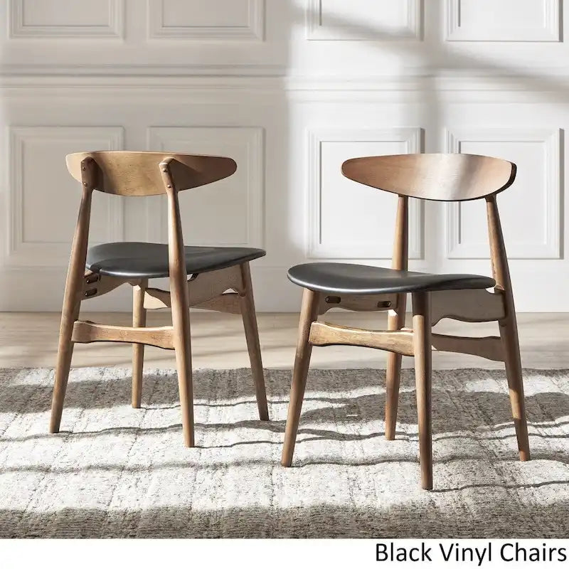 ·Dark Walnut Finish Rectangular Dining Set - Curved Back Chairs