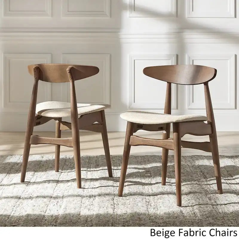 ·Dark Walnut Finish Rectangular Dining Set - Curved Back Chairs