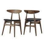 ·Dark Walnut Finish Rectangular Dining Set - Curved Back Chairs