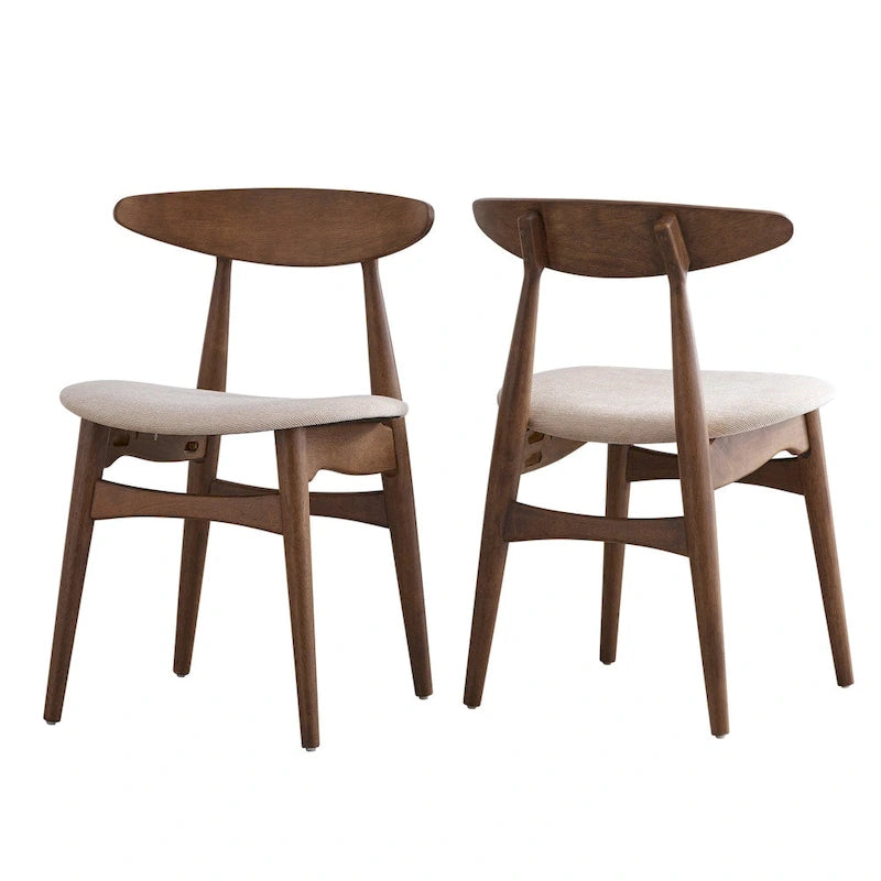 ·Dark Walnut Finish Rectangular Dining Set - Curved Back Chairs