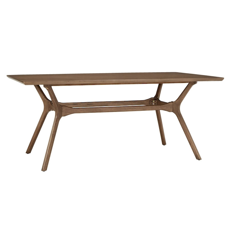 ·Dark Walnut Finish Rectangular Dining Set - Curved Back Chairs