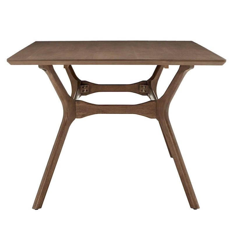 ·Dark Walnut Finish Rectangular Dining Set - Curved Back Chairs