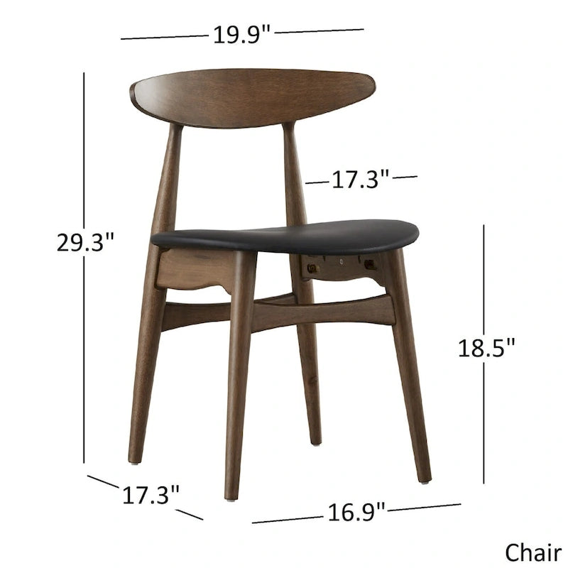 ·Dark Walnut Finish Rectangular Dining Set - Curved Back Chairs