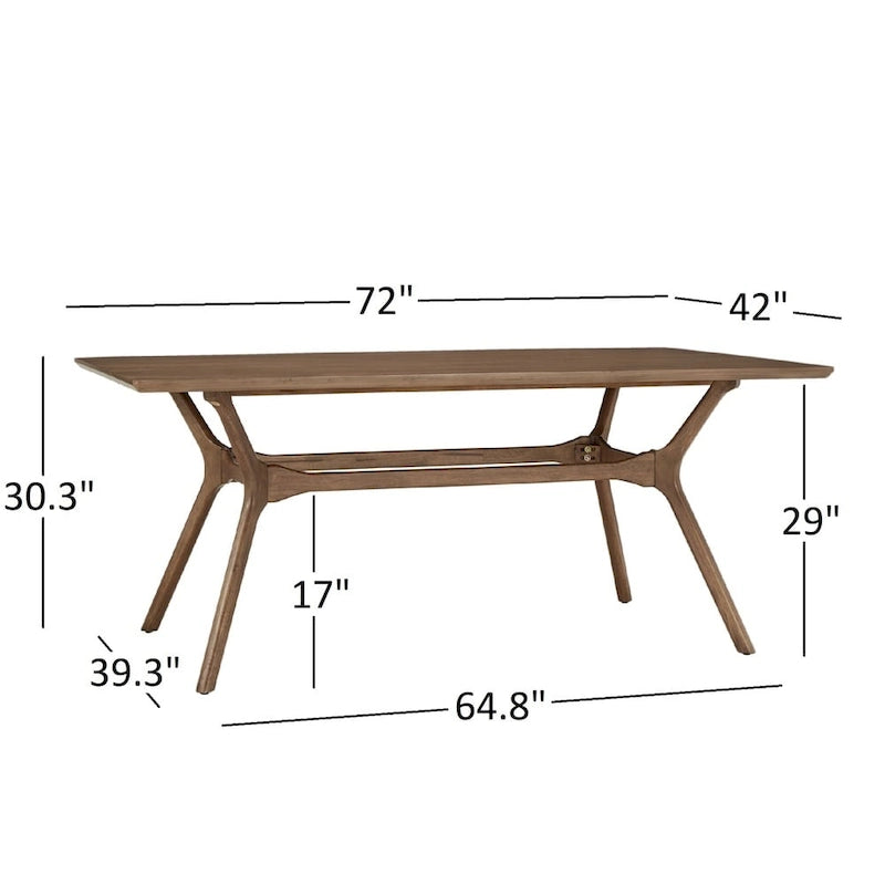 ·Dark Walnut Finish Rectangular Dining Set - Curved Back Chairs
