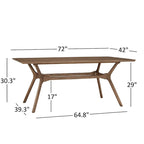 ·Dark Walnut Finish Rectangular Dining Set - Curved Back Chairs