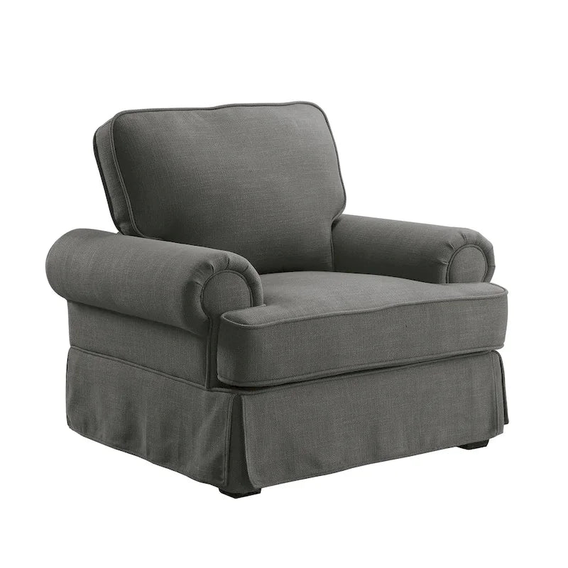 Cupa Transitional Linen Fabric Padded Accent Chair