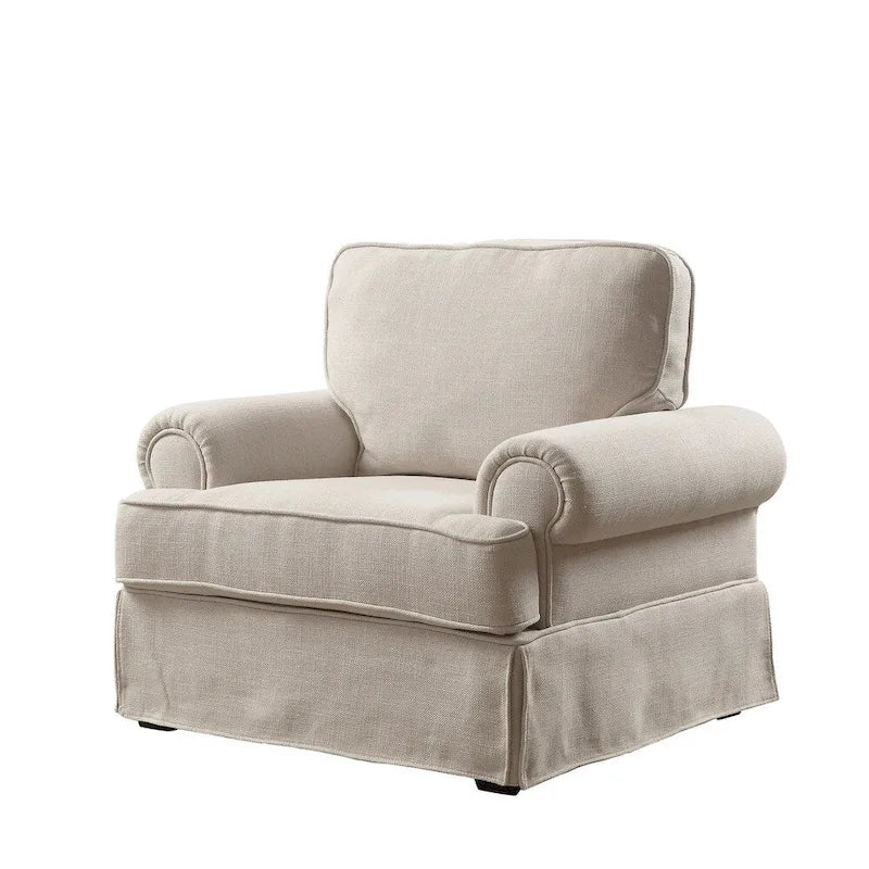 Cupa Transitional Linen Fabric Padded Accent Chair