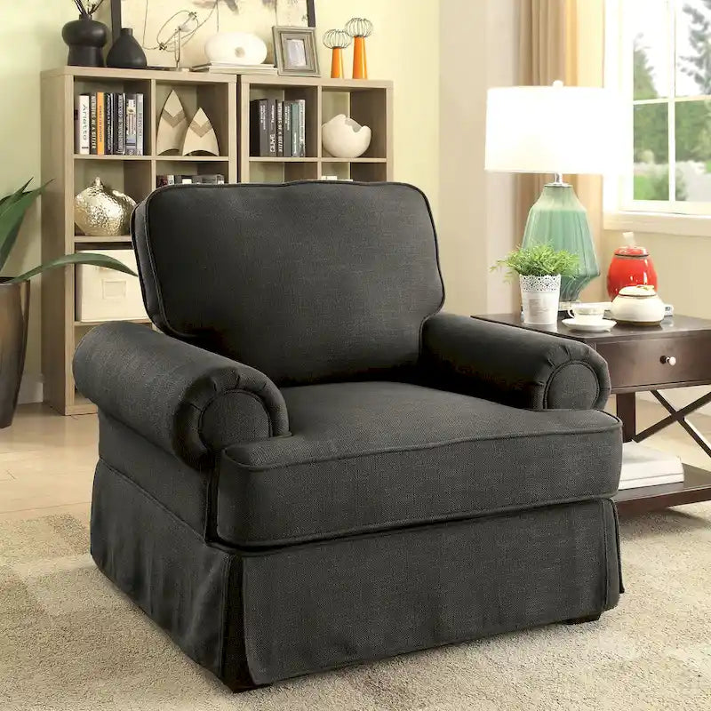 Cupa Transitional Linen Fabric Padded Accent Chair