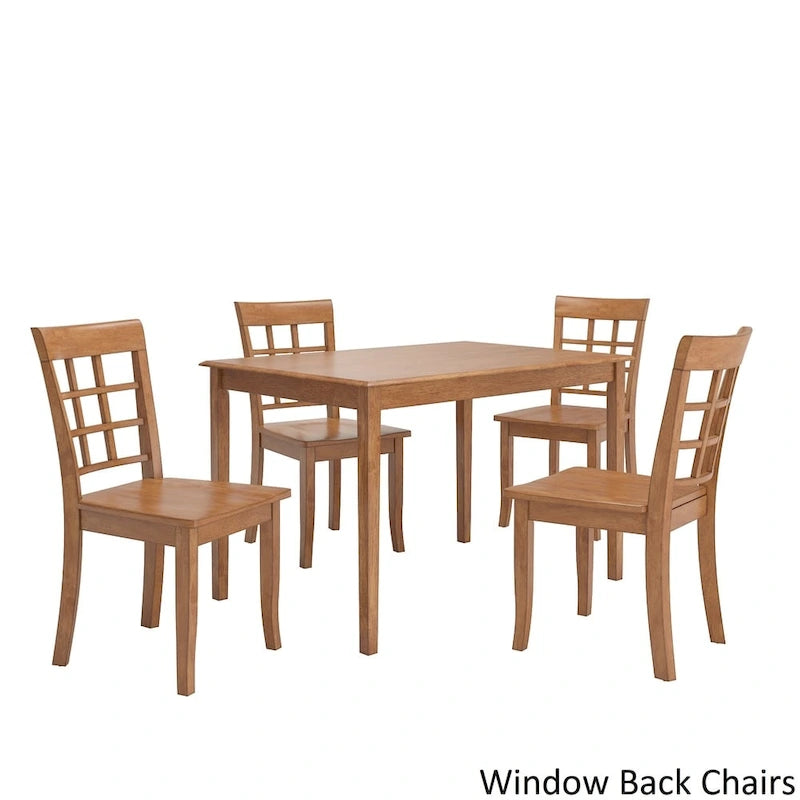 48-Inch Rectangular Oak Finish 5-Piece Dining Set