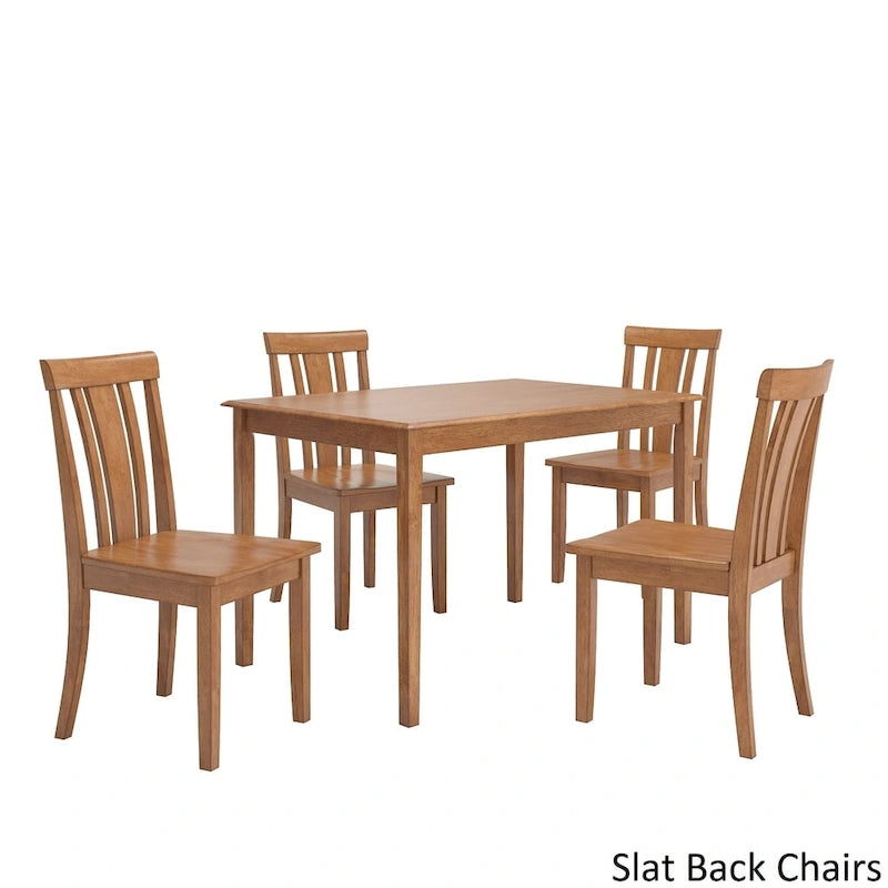 48-Inch Rectangular Oak Finish 5-Piece Dining Set