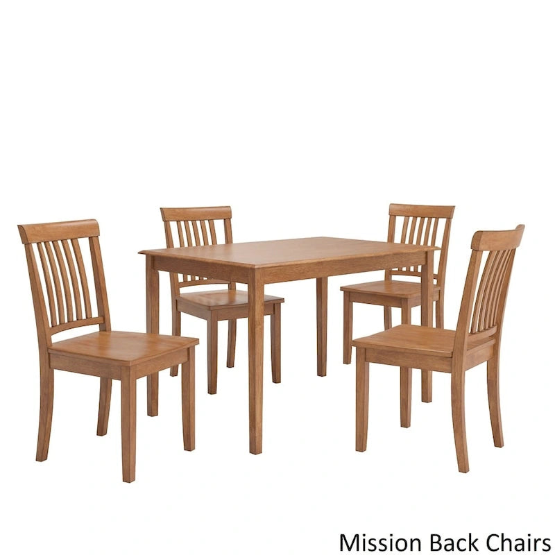 48-Inch Rectangular Oak Finish 5-Piece Dining Set