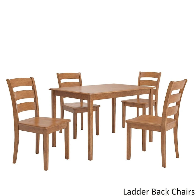 48-Inch Rectangular Oak Finish 5-Piece Dining Set