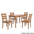 48-Inch Rectangular Oak Finish 5-Piece Dining Set