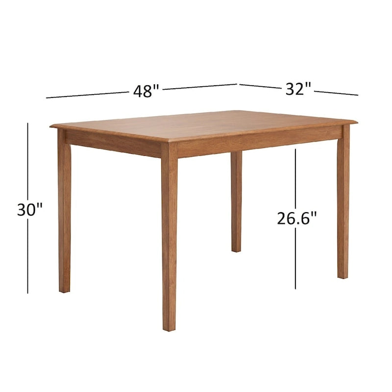 48-Inch Rectangular Oak Finish 5-Piece Dining Set