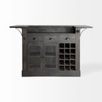 Cheers Dark Brown Solid Wood w/Wine Bottle Storage Kitchen Island - 67.8L x 29.0W x 42.5H