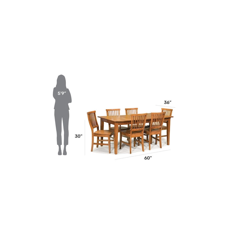 Arts & Crafts 7-piece Rectangular Dining Set with Extension Leaf by Homestyles