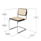 Breuer Chair Company Cesca Cane Dining Chair in Chrome and Honey Oak