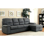 Werr Contemporary Faux Nabuck Fabric Sleeper Sectional with Storage Under Chaise