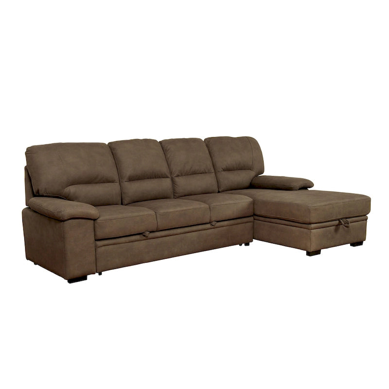 Werr Contemporary Faux Nabuck Fabric Sleeper Sectional with Storage Under Chaise