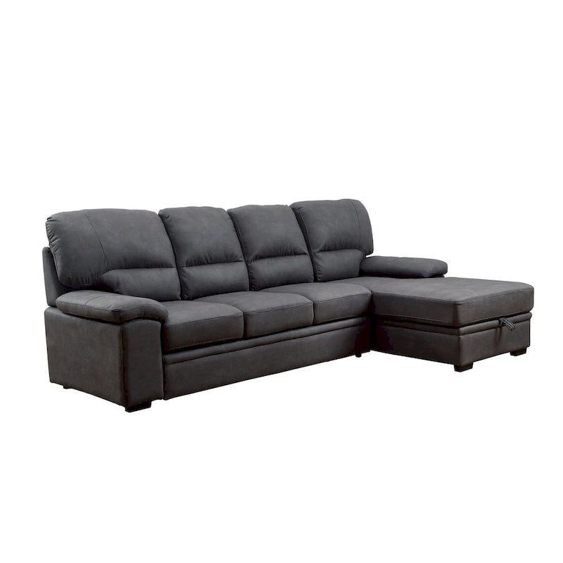 Werr Contemporary Faux Nabuck Fabric Sleeper Sectional with Storage Under Chaise