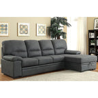 Werr Contemporary Faux Nabuck Fabric Sleeper Sectional with Storage Under Chaise