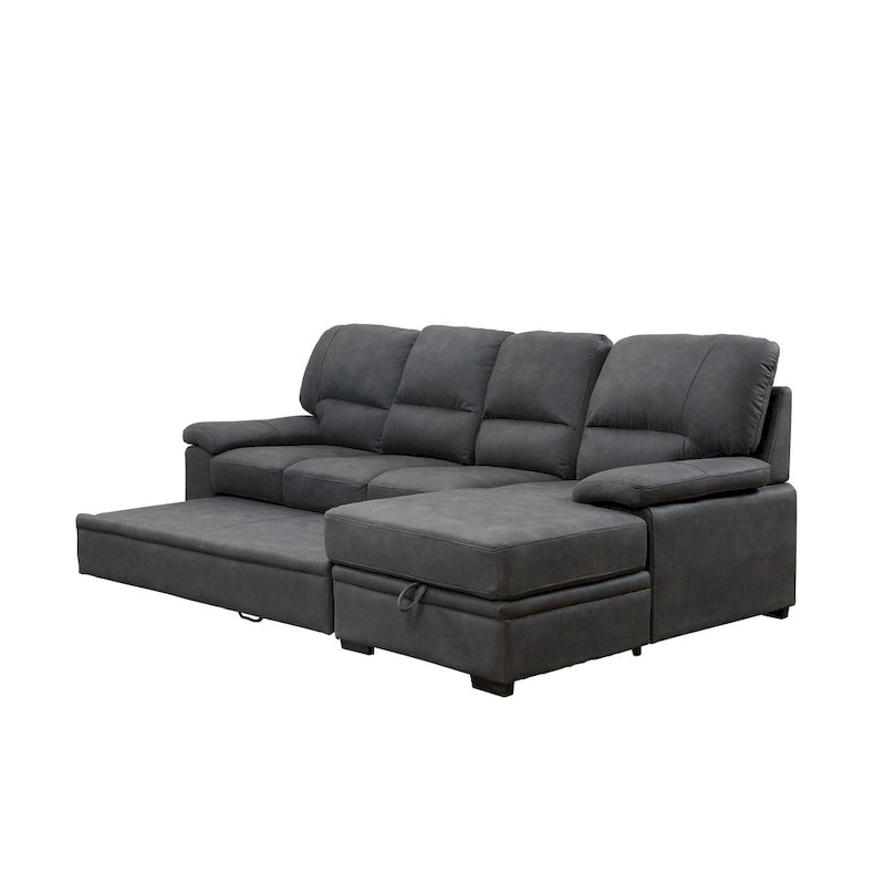 Werr Contemporary Faux Nabuck Fabric Sleeper Sectional with Storage Under Chaise
