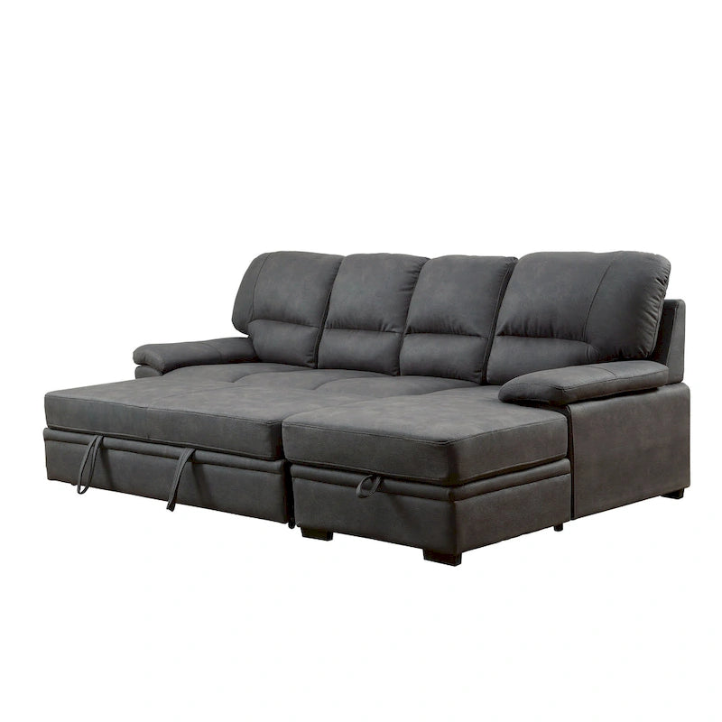 Werr Contemporary Faux Nabuck Fabric Sleeper Sectional with Storage Under Chaise