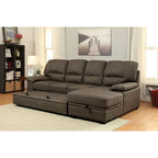 Werr Contemporary Faux Nabuck Fabric Sleeper Sectional with Storage Under Chaise