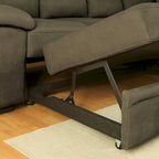Werr Contemporary Faux Nabuck Fabric Sleeper Sectional with Storage Under Chaise