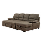 Werr Contemporary Faux Nabuck Fabric Sleeper Sectional with Storage Under Chaise
