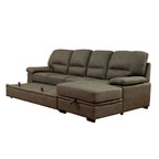 Werr Contemporary Faux Nabuck Fabric Sleeper Sectional with Storage Under Chaise