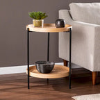 SEI Furniture Vaquero Round Modern Style w/ Shelf Wood Side Table