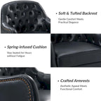 Melisa Classic Genuine Leather Wood Legs Barrel Chair With Tufted Back Set Of 2 By HULALA HOME