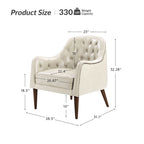 Melisa Classic Genuine Leather Wood Legs Barrel Chair With Tufted Back Set Of 2 By HULALA HOME