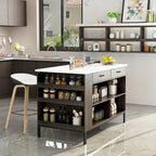 55.1W Buffet Kitchen Island Cabinet with Open Shelves Two Drawers