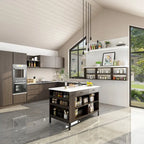 55.1W Buffet Kitchen Island Cabinet with Open Shelves Two Drawers