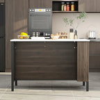 55.1W Buffet Kitchen Island Cabinet with Open Shelves Two Drawers