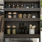 55.1W Buffet Kitchen Island Cabinet with Open Shelves Two Drawers