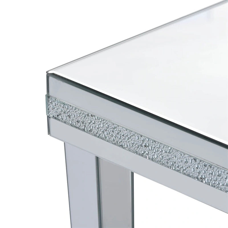 Merax Modern Glass Mirrored Coffee Table Sets(Set of 3)
