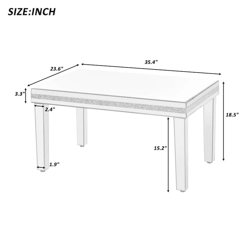 Merax Modern Glass Mirrored Coffee Table Sets(Set of 3)