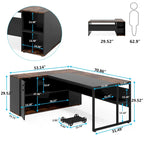 71 inch L Shaped Executive Desk with Cabinet