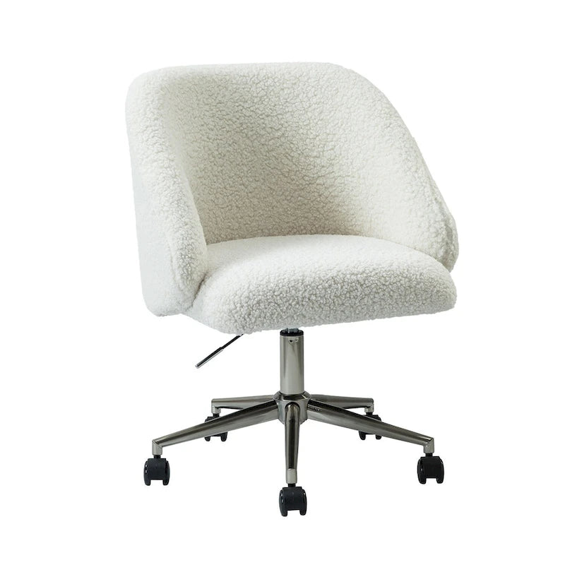 Joah Modern Boucle 360 Swivel Height Adjustable Swivel Office Chair with Rolling Wheels by HULALA HOME - N/A